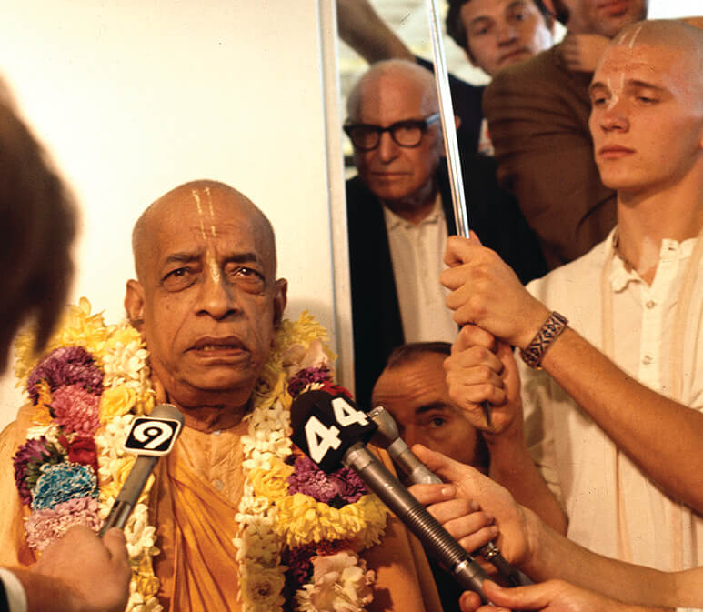 Srila Prabhupada was met by the public, clergy and media wherever he travelled.