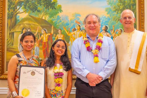 Anuttama Das, ISKCON Communications Global Director, honoring Maryland state dignitaries