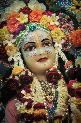 Decorated Balarama Deity at ISKCON Vrindavana, India