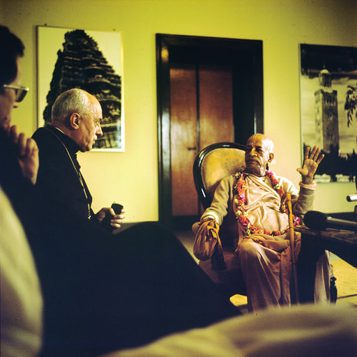 Srila Prabhupada in Vatican, Rome - Meeting with Cardinal Pignedoli