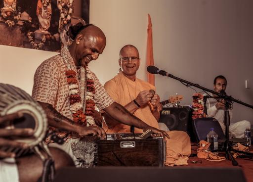 ISKCON devotees performing live kirtan