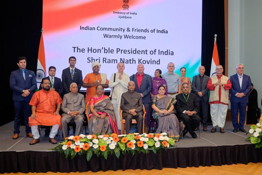 President of India in Slovenia. Martin Gurvich/Mahaprabhu dasa on the right next to Havi